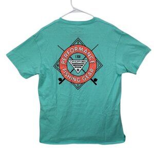 Columbia PFG Fishing Shirt Men’s Size L‎ Teal Short Sleeve Vented Lightweight